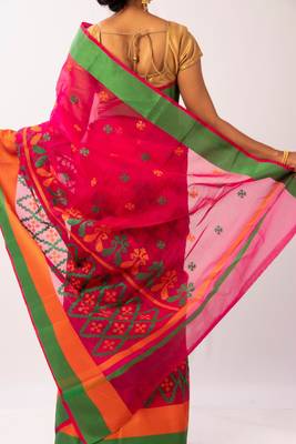 Pink Art Silk Embroidered Saree With Blouse 4