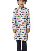 Car Printed White Cotton Kurta Pyjama Set