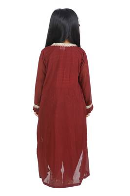 Check Brown Top Dhoti With Jacket set for girls 4