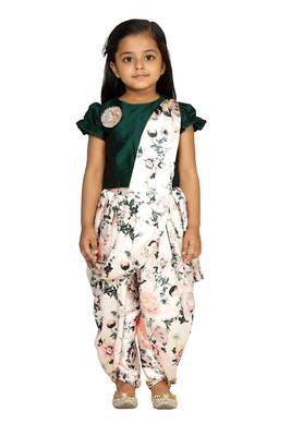 Green Dhoti saree for girls 1