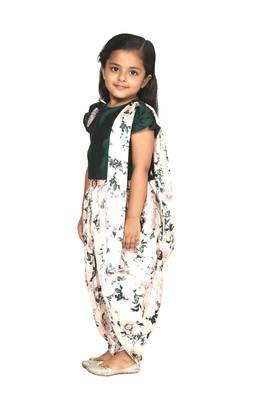 Green Dhoti saree for girls 2