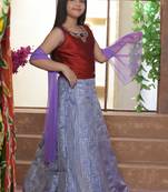 Blue embroidered Polyester Stitched lehenga choli