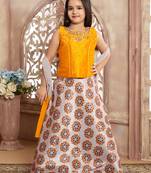 Grey printed Polyester Stitched lehenga choli