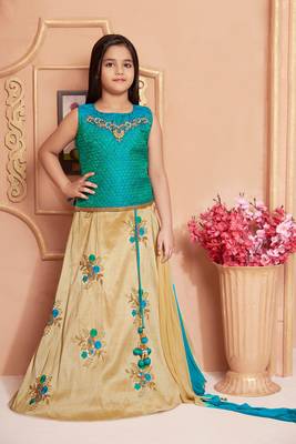 Cream embroidered Polyester Stitched lehenga choli 1