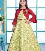 green embroidered polyester stitched girls gown