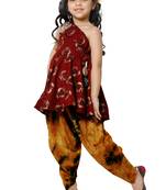 Maroon peplum kurta with Dhoti Set for girls