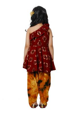 Maroon peplum kurta with Dhoti Set for girls 4