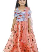 Flammigo Bow choli with Safforn Lehenga Set for Girls