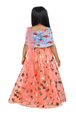 Flammigo Bow choli with Safforn Lehenga Set for Girls 4