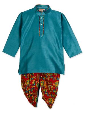 Green Kurta With Animal Print Dhoti 1