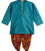 Green Kurta With Animal Print Dhoti