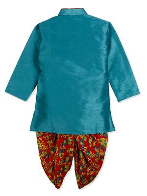 Green Kurta With Animal Print Dhoti 3