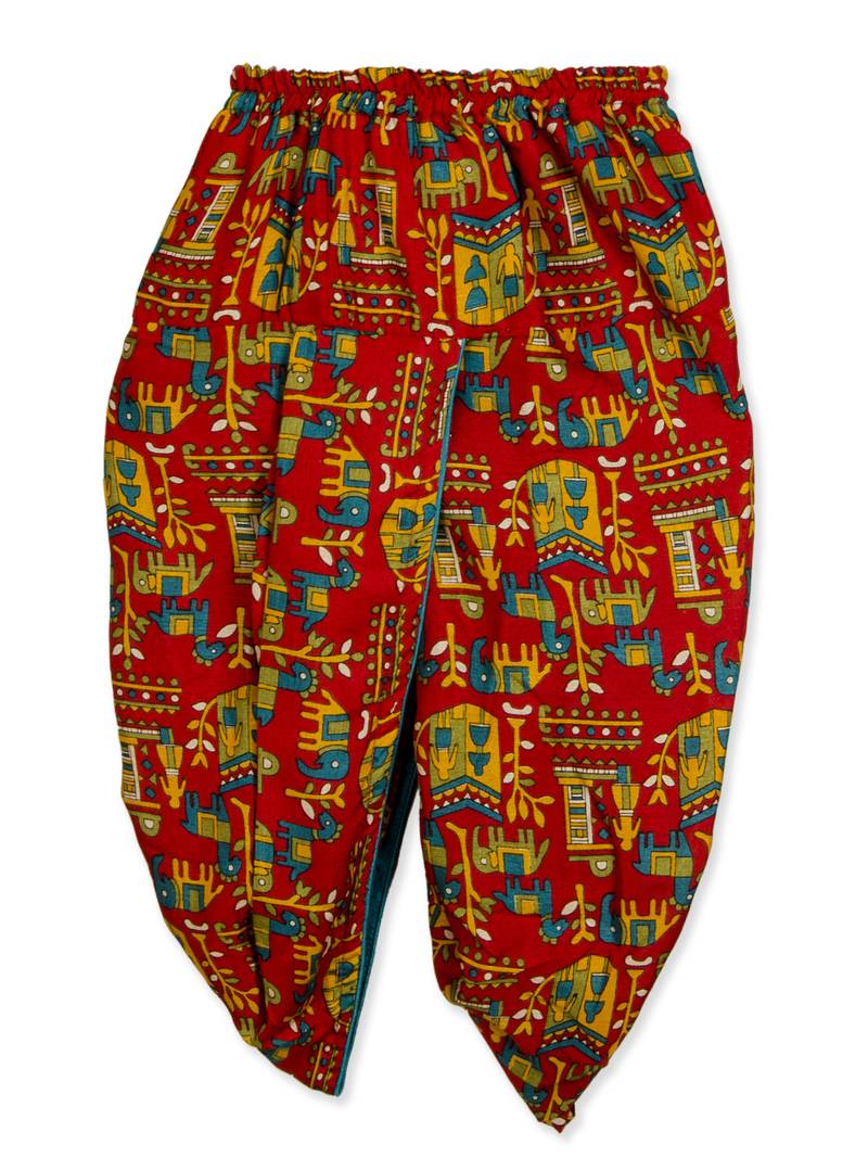 Green Kurta With Animal Print Dhoti