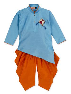 blue KITE PATCH  CROSS KURTA WITH DHOTI 1