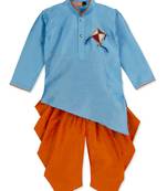 blue KITE PATCH  CROSS KURTA WITH DHOTI