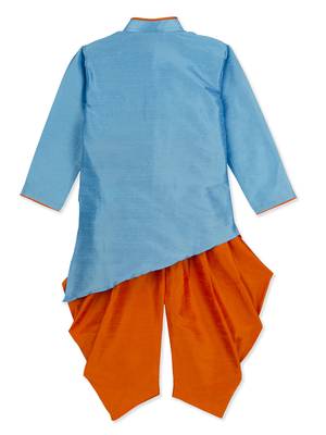 blue KITE PATCH  CROSS KURTA WITH DHOTI 4