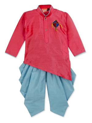 Pink Kite Patch  Cross Kurta With Dhoti 1