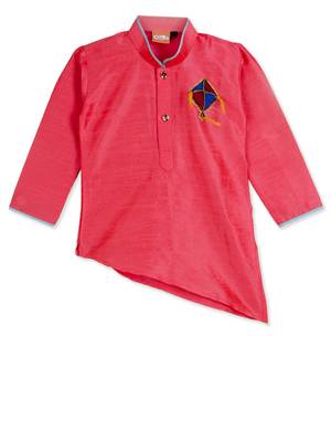 Pink Kite Patch  Cross Kurta With Dhoti 4