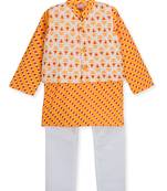 Yellow Printed Kurta Pajama With Jacket