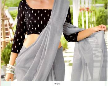 Grey Woven Linen Saree With Blouse 3