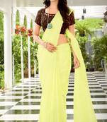 Lemon Woven Linen Saree With Blouse