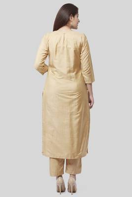 Mellow Gold Embroidered Kurti and Straight Pants with Mellow Gotta Patti Chiffon Dupatta 5