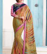 multicolor printed georgette saree with blouse