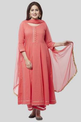 orange Gotta Anarkali with Straight Palazzo and Gotta Chiffon Dupatta 1