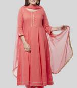 orange Gotta Anarkali with Straight Palazzo and Gotta Chiffon Dupatta