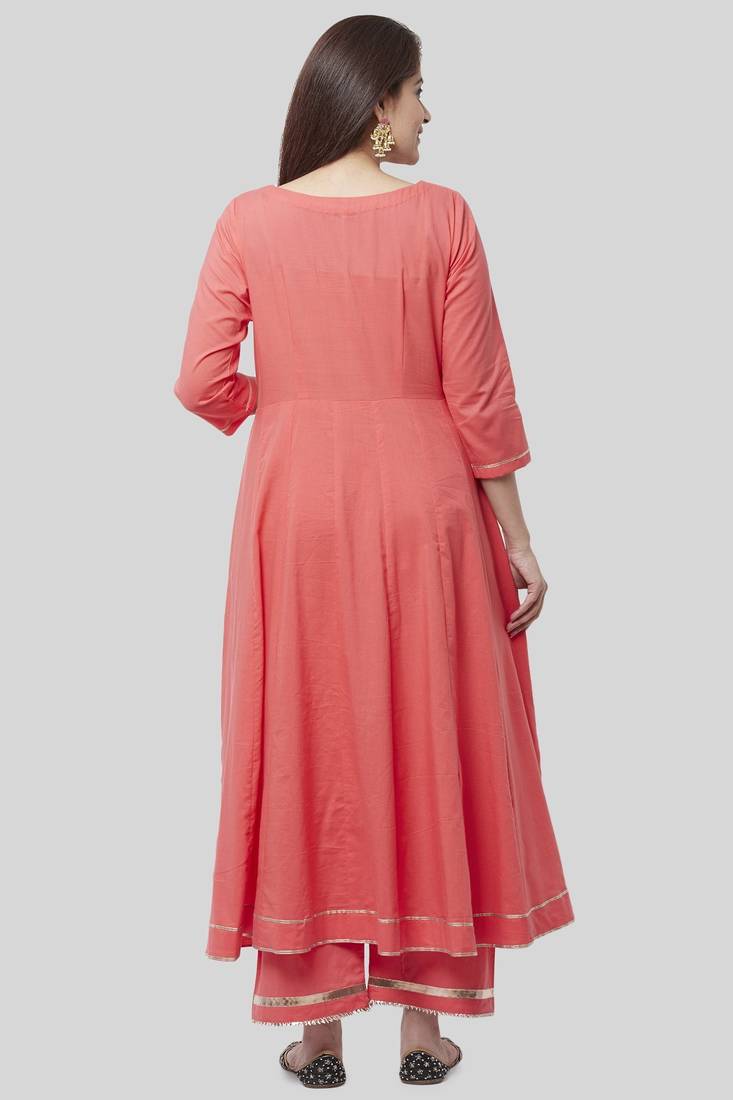 orange Gotta Anarkali with Straight Palazzo and Gotta Chiffon Dupatta