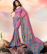 multicolor printed georgette saree with blouse