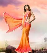 multicolor printed georgette saree with blouse