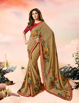 multicolor printed georgette saree with blouse 1