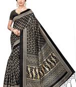 Black Mysore art silk saree with blouse