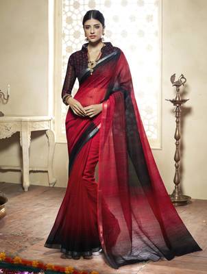 multicolor printed cotton_silk saree with blouse 1