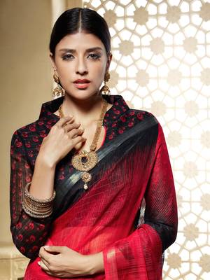 multicolor printed cotton_silk saree with blouse 2