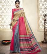 multicolor printed cotton_silk saree with blouse