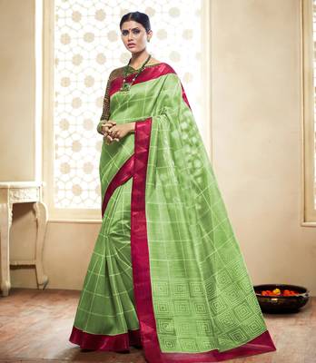 multicolor printed cotton_silk saree with blouse 1