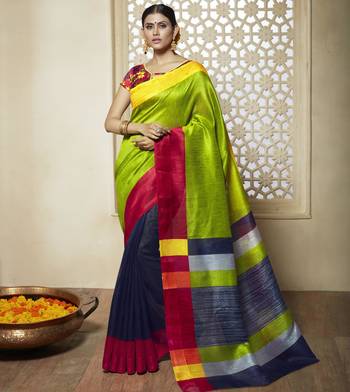 multicolor printed cotton_silk saree with blouse 1