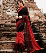 black embroidered georgette saree with blouse