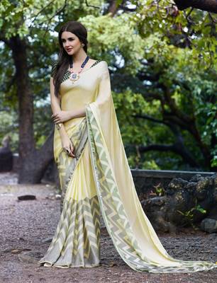 multicolor printed satin saree with blouse 1