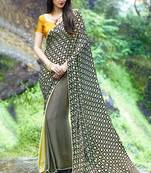 multicolor printed satin saree with blouse