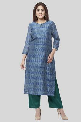 Aquamarine Green Straight Kurti with Straight Pants 1