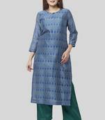 Aquamarine Green Straight Kurti with Straight Pants
