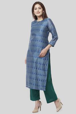 Aquamarine Green Straight Kurti with Straight Pants 4