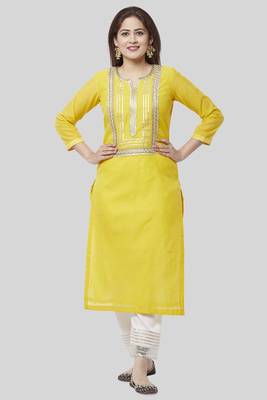Daffodil Gotta Straight Kurti with Off-White Gotta Palazzo 1