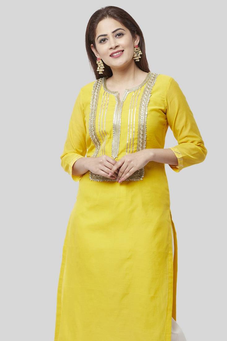 Daffodil Gotta Straight Kurti with Off-White Gotta Palazzo