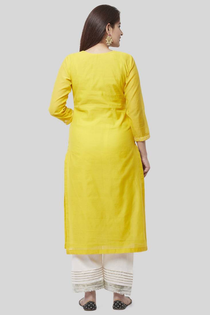 Daffodil Gotta Straight Kurti with Off-White Gotta Palazzo