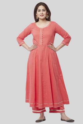 orange Gotta Anarkali with Straight Palazzo 1