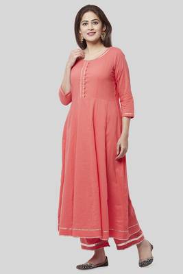 orange Gotta Anarkali with Straight Palazzo 3